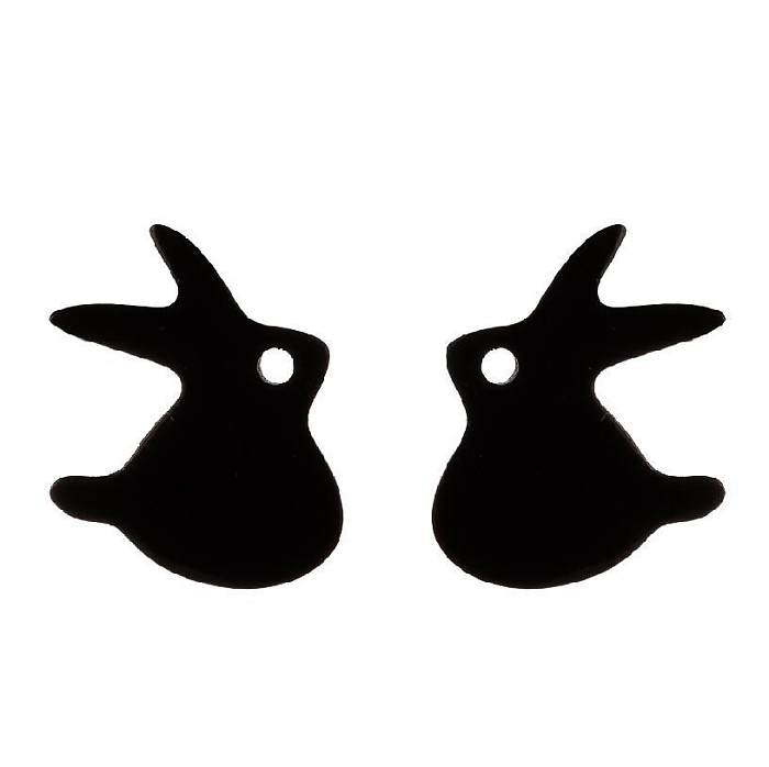 1 par de pendientes chapados en acero inoxidable con diseño de conejo y Animal de estilo japonés