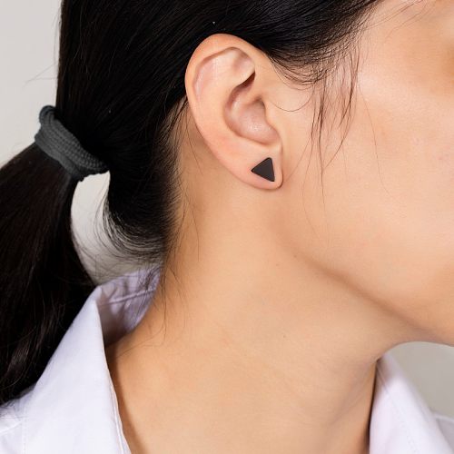 1 Pair Simple Style Streetwear Triangle Plating Stainless Steel  Ear Studs
