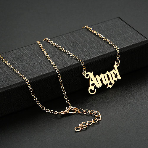Fashion Gold Letter Angel Clavicle Chain Stainless Steel  Necklace