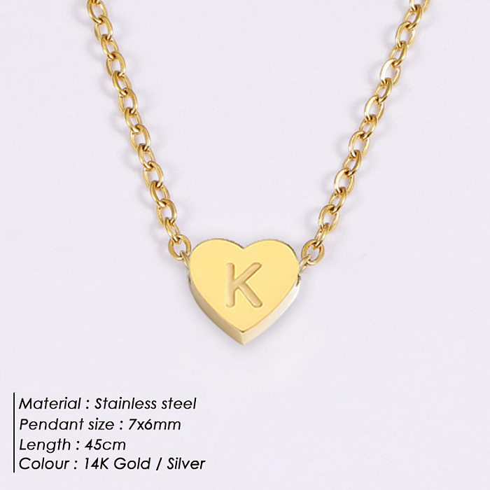 Simple Style Letter Heart Shape Stainless Steel  Stainless Steel Plating Pendant Necklace