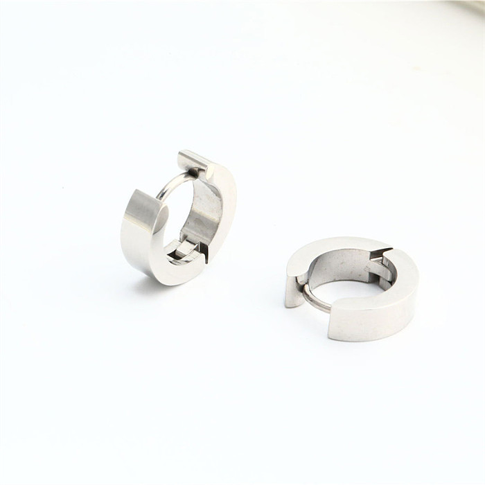 1 Pair Casual Simple Style Classic Style Round Plating Stainless Steel  Earrings