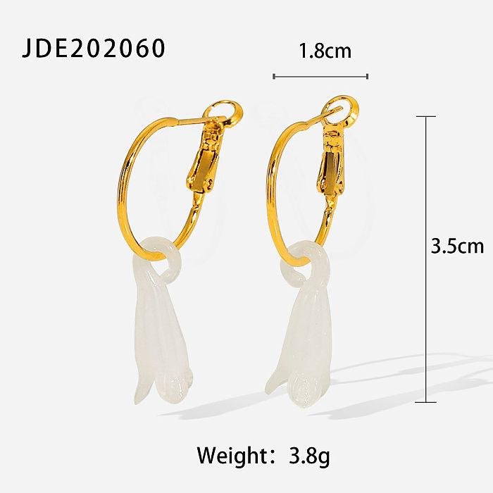 نمط أزياء جديد 18K مطلية بالذهب الفولاذ المقاوم للصدأ لؤلؤة القلب حجر قلادة الأقراط