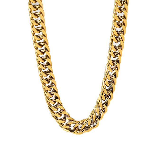 Simple Compact Chain 18K Gold-plated Stainless Steel  Necklace