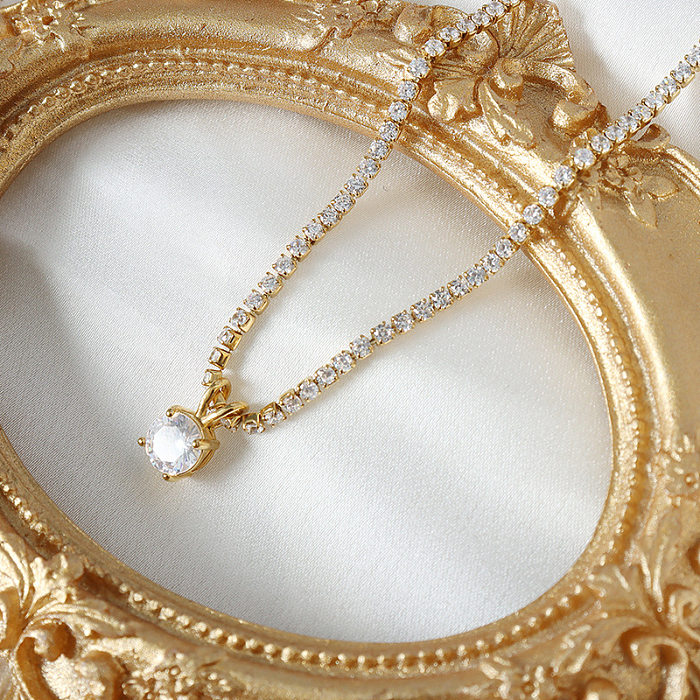 Nuevo collar de acero inoxidable con circonita y diamantes a la moda al por mayor