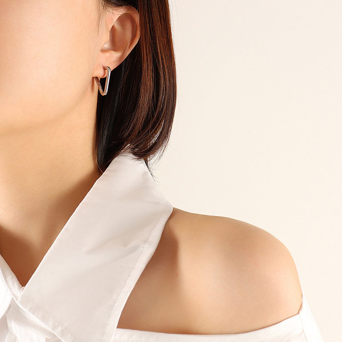 Fashion Simple Stainless Steel Gold-Plated Earrings Female