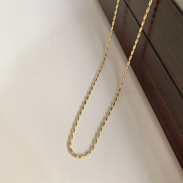 Simple Style Solid Color Stainless Steel 18K Gold Plated Necklace In Bulk