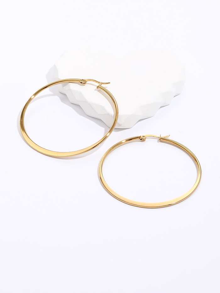 Fashion Creative Stainless Steel  Electroplating 18K Gold Large Circle Earrings