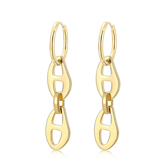 أزياء الفولاذ المقاوم للصدأ يوم سلسلة أقراط بسيطة الرجعية المرأة الأذن سلسلة الأذن الدائري المجوهرات
