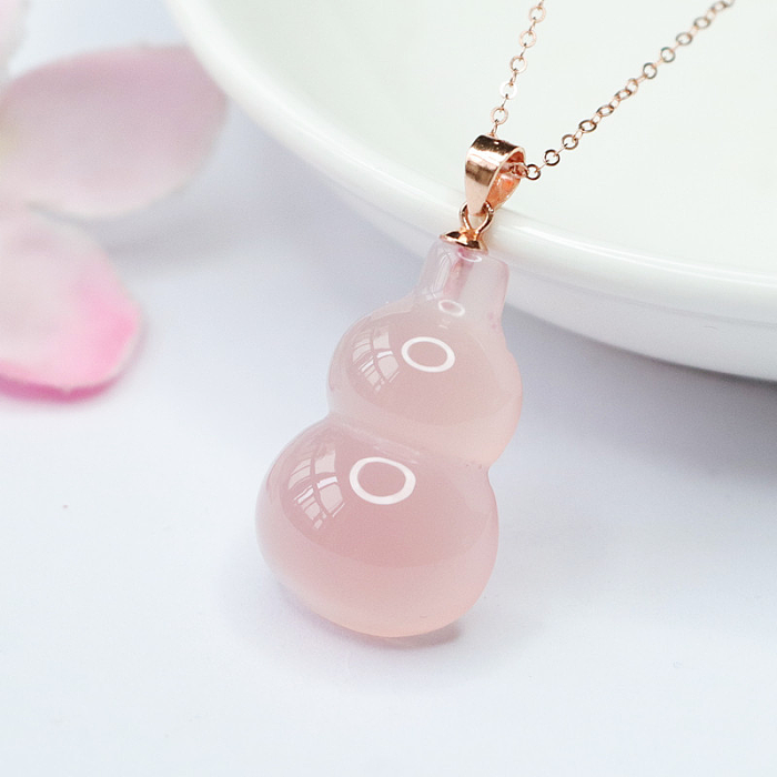 Casual Elegant Classic Style Gourd Stainless Steel  Chalcedony Polishing Plating Gold Plated Pendant Necklace