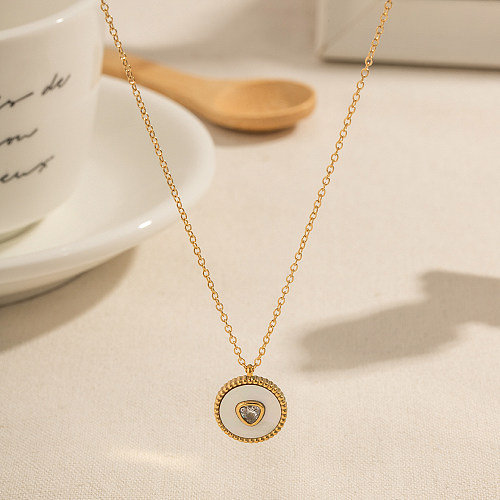 IG Style Triangle Stainless Steel  Plating Inlay Zircon 18K Gold Plated Pendant Necklace
