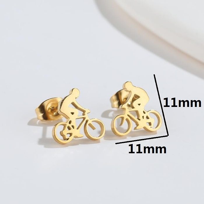 1 Pair Fashion Star Moon Wings Stainless Steel Asymmetrical Plating Hollow Out Ear Studs
