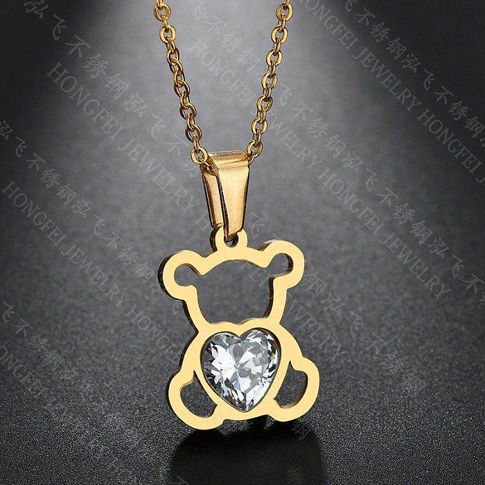 Titanium&Stainless Steel  Korea Animal Necklace  (Steel Color)  Fine Jewelry NHHF1310-Steel-color