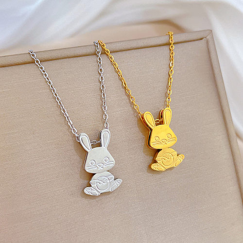 Lady Animal Stainless Steel Plating Pendant Necklace