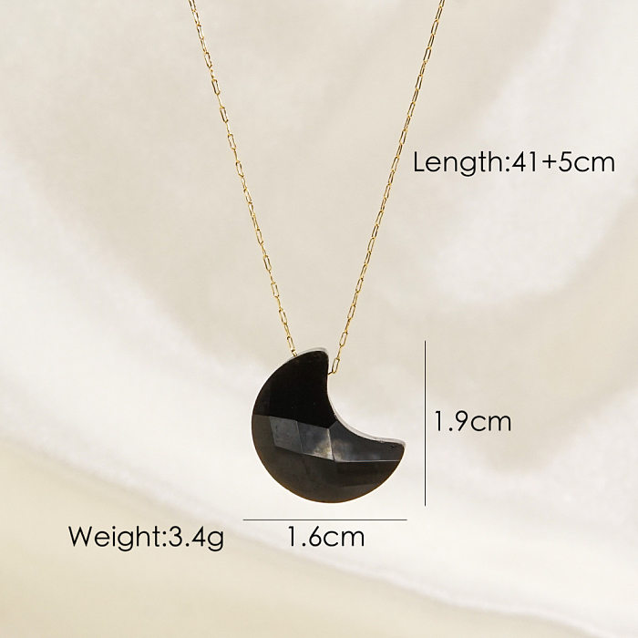 Modern Style Moon Stainless Steel  Natural Stone Pendant Necklace In Bulk