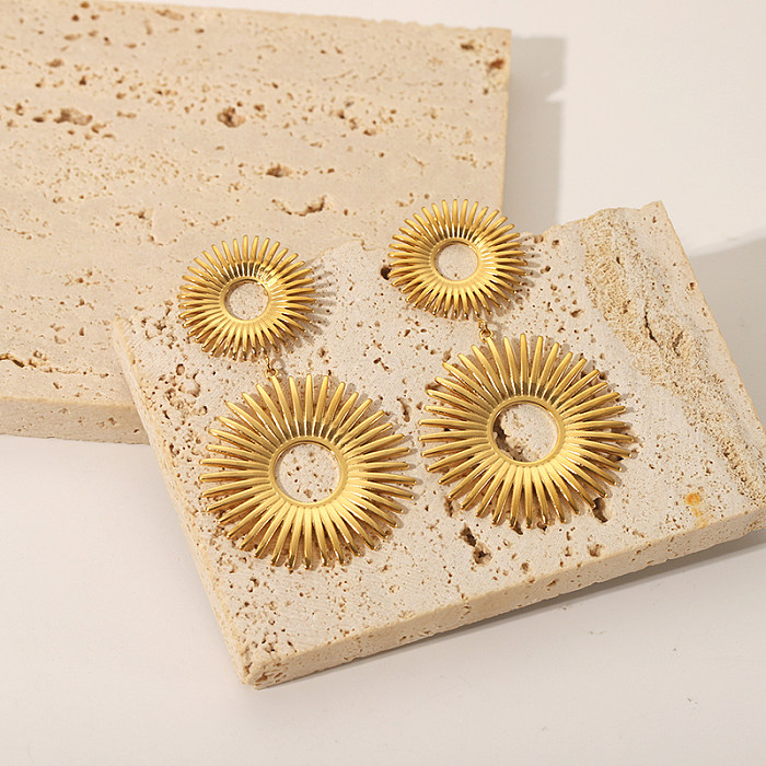 1 paire de boucles d'oreilles pendantes en acier inoxydable plaqué or 18 carats, style classique et simple
