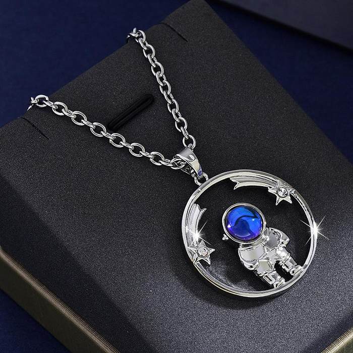 Chinoiserie Cartoon Character Stainless Steel Plating Pendant Necklace 1 Piece