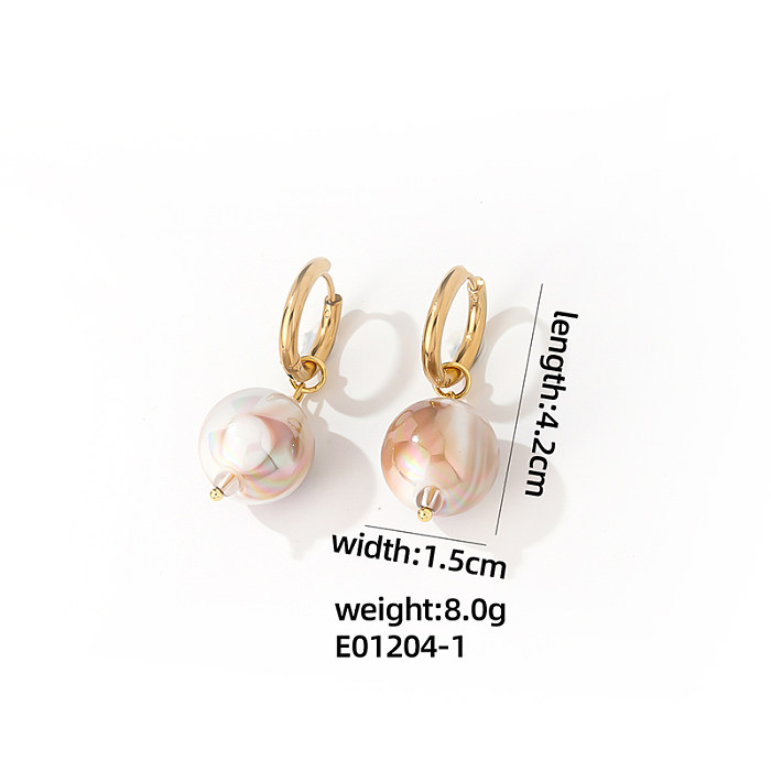 1 Pair Casual Cute Sweet Round Plating Stainless Steel  Gold Plated Drop Earrings