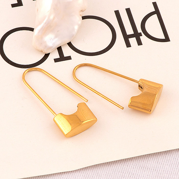 1 Paar süße geometrische Ohrringe mit Edelstahlbeschichtung und 18-Karat-Vergoldung