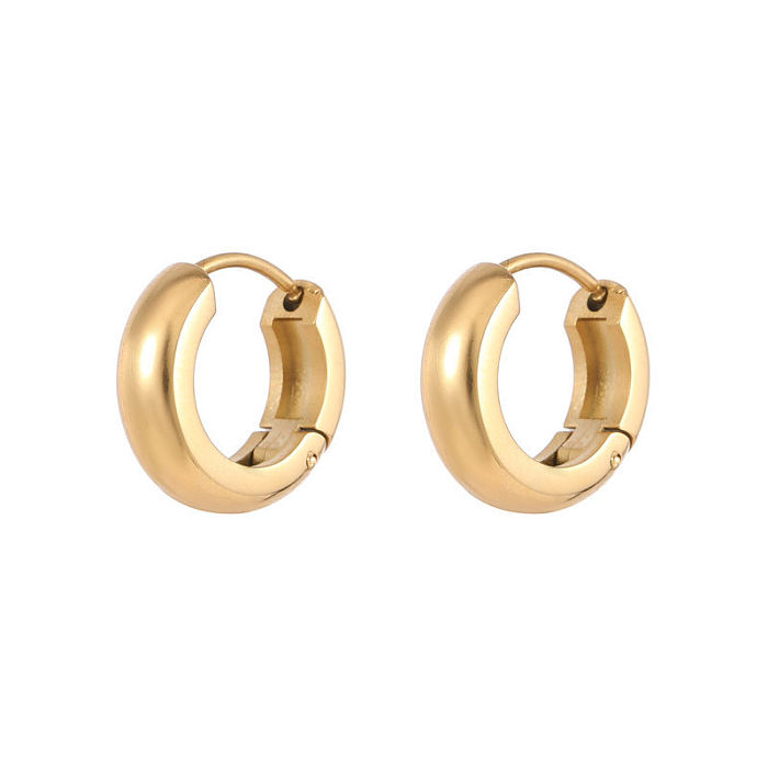 Fashion Round Stainless Steel Plating Hoop Earrings 1 Pair