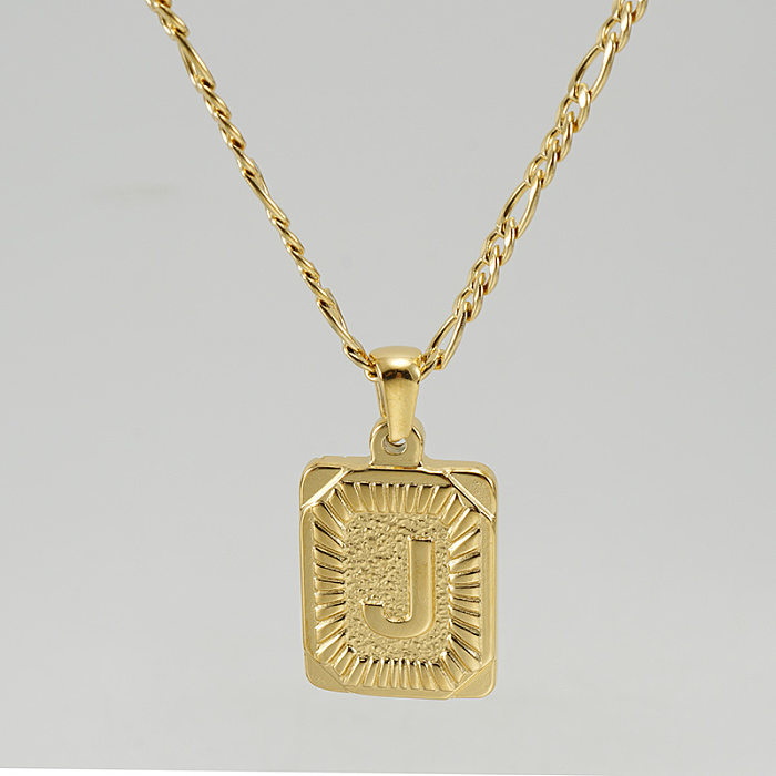 Fashion Letter Rectangle Stainless Steel Pendant Necklace Gold Plated Stainless Steel  Necklaces