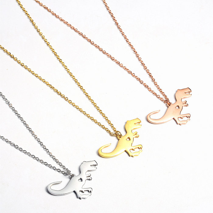 Simple Gold-plated Dinosaur Stainless Steel Necklace Wholesale jewelry