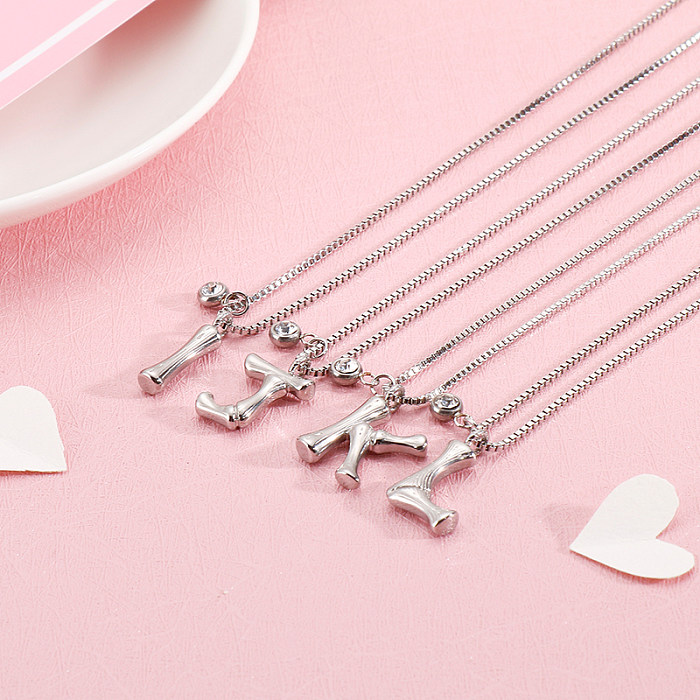 Hip-Hop Simple Style Letter Stainless Steel Patchwork Pendant Necklace