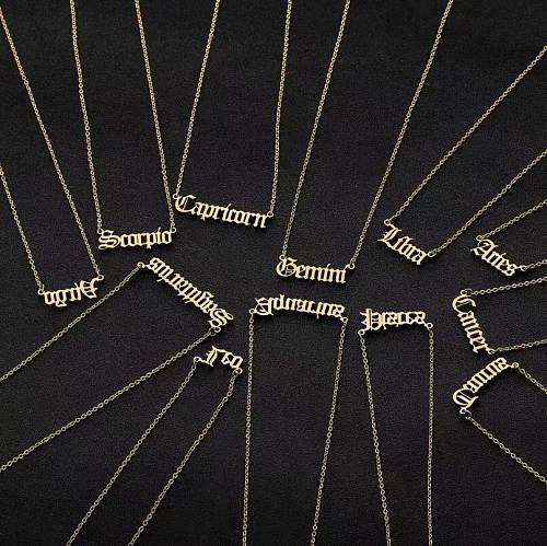 Fashion Letter Constellation Stainless Steel  Pendant Necklace Plating Stainless Steel  Necklaces