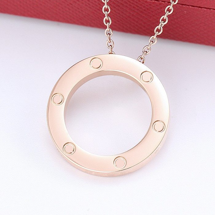 Simple Style Circle Stainless Steel  Patchwork Pendant Necklace