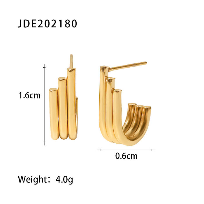 A orelha de aço inoxidável da forma de U da forma prende brincos de aço inoxidável banhados a ouro