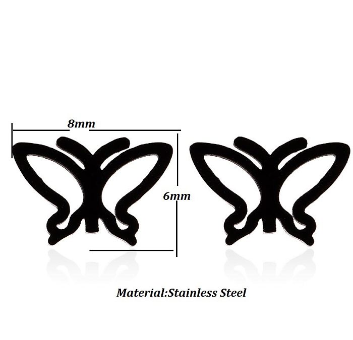 1 Pair Retro Butterfly Stainless Steel Plating Hollow Out Ear Studs