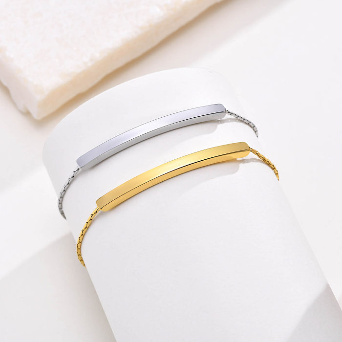 Casual estilo simples estilo clássico cor sólida chapeamento de aço inoxidável pulseiras banhadas a ouro 18K