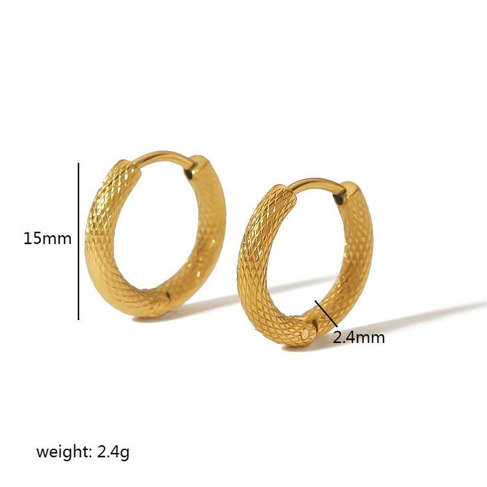 1 Pair Simple Style Round Polishing Plating Stainless Steel  18K Gold Plated Earrings