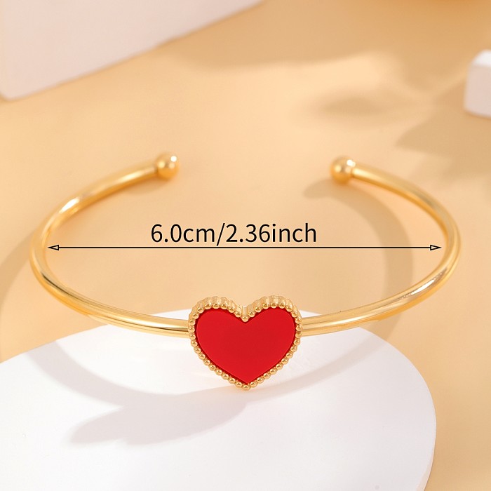 Casual Simple Style Classic Style Heart Shape Stainless Steel Plating Bangle