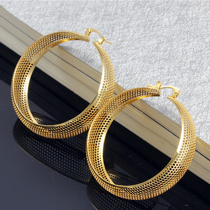 Simple Style Solid Color Stainless Steel Plating Hollow Out Earrings 1 Pair