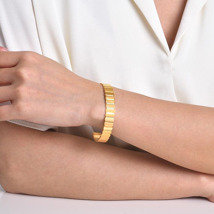 Simple Style Solid Color Stainless Steel Plating Bangle