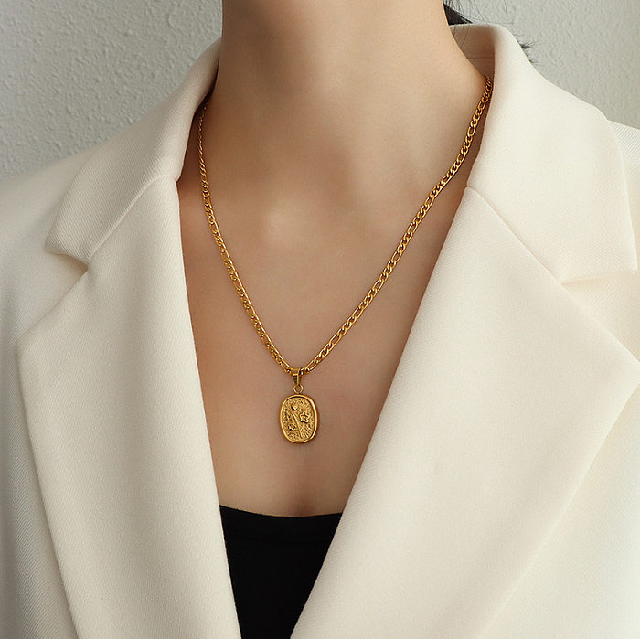 Fashion Stainless Steel Gold Coin Necklace Set