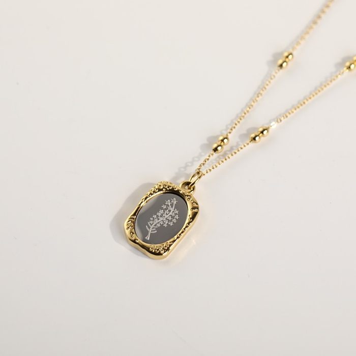 Wholesale Retro Rose Stainless Steel 18K Gold Plated Gold Plated Stainless Steel Pendant Necklace