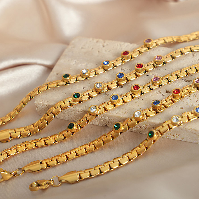Bracelets plaqués or 18 carats en acier titane géométrique doux de style français, vente en gros
