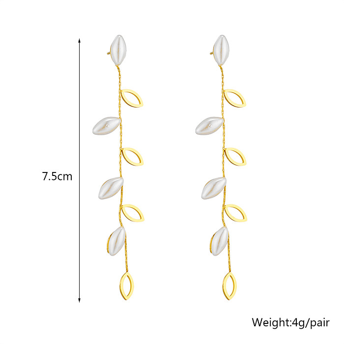 1 paire de boucles d'oreilles pendantes en acier inoxydable plaqué or 18 carats, style coréen