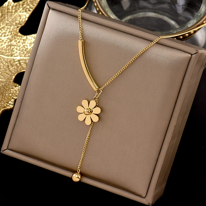 Sweet Flower Stainless Steel Plating Necklace