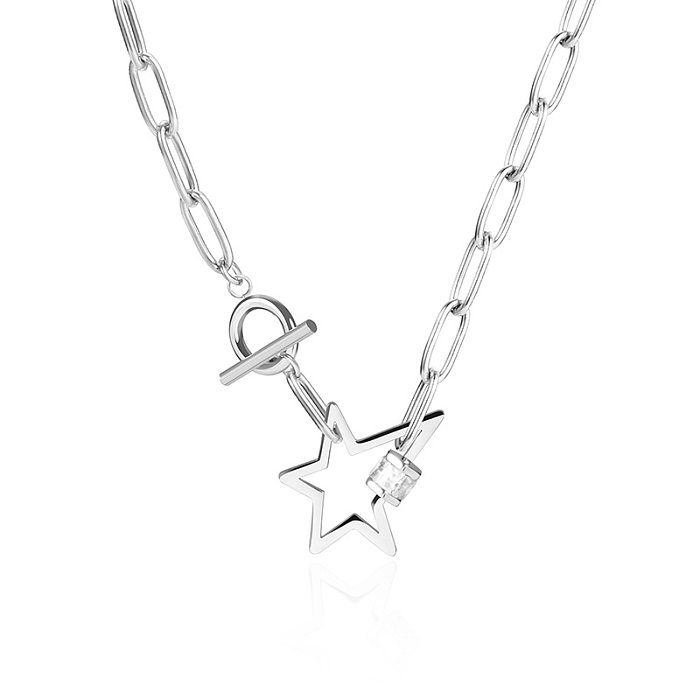 Collier en acier inoxydable avec boucle OT étoile à cinq branches, vente en gros