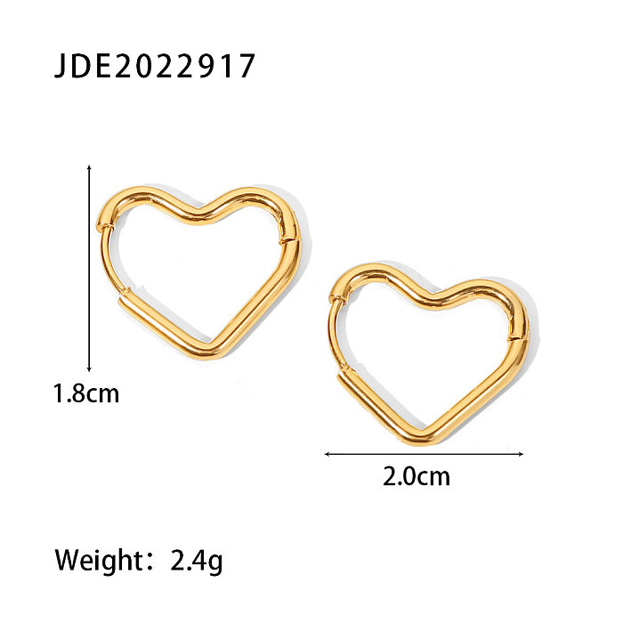 Brincos de aço inoxidável em forma de coração romântico Brincos de aço inoxidável banhados a ouro