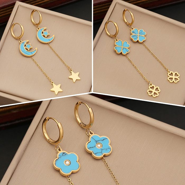 1 Pair Lady Star Stainless Steel  Plating Earrings