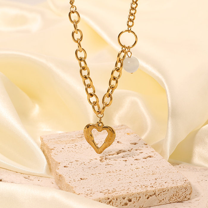 Collar con colgante chapado en oro de 18 quilates de acero inoxidable con forma de corazón dulce estilo IG