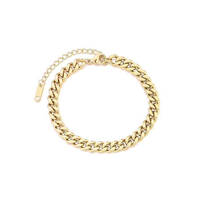 Retro Simple Style Solid Color Titanium Steel Plating 18K Gold Plated Bracelets