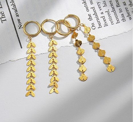 Fashion Shell Grain Stainless Steel  Plating Drop Earrings 1 Pair