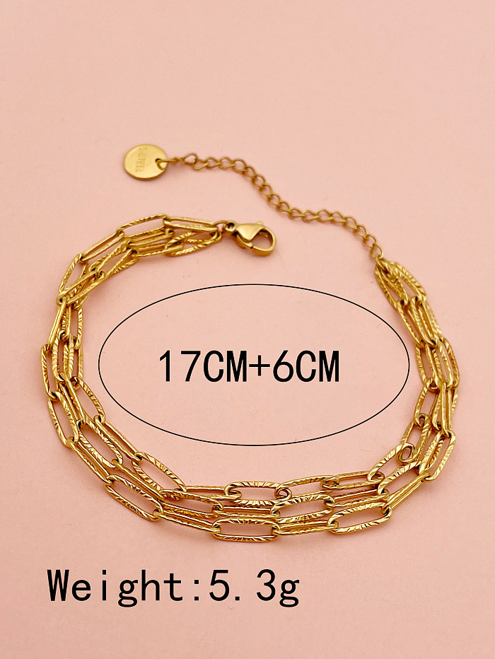 Punk Simple Style Solid Color Stainless Steel Plating Gold Plated Bracelets
