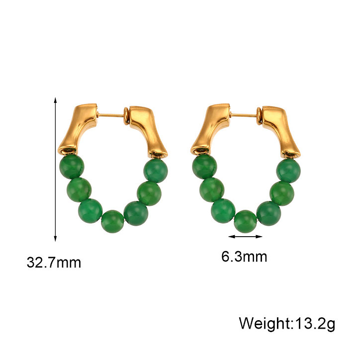 Simple Style Round Stainless Steel  Beaded Plating Earrings 1 Pair