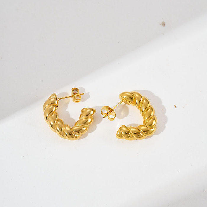 1 Pair Commute C Shape Plating Stainless Steel  Gold Plated Earrings