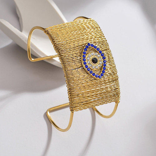 Bracelets de manchette en Zircon plaqué or 18 carats en acier inoxydable Streetwear Eye en vrac